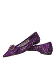Dolce & Gabbana Purple Taormina Lace Crystal Loafers Shoes