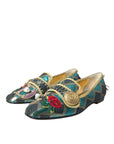 Dolce & Gabbana Multicolor Jacquard Embellished Loafers Shoes