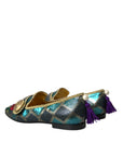 Dolce & Gabbana Multicolor Jacquard Embellished Loafers Shoes
