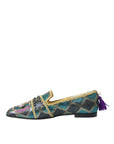 Dolce & Gabbana Multicolor Jacquard Embellished Loafers Shoes