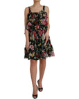 Dolce & Gabbana Black Floral Silk A-line Sleeveless Dress