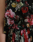 Dolce & Gabbana Black Floral Silk A-line Sleeveless Dress