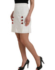 Dolce & Gabbana White Floral Brocade Embellished Mini Skirt