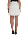 Dolce & Gabbana White Floral Brocade Embellished Mini Skirt