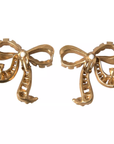 Dolce & Gabbana Gold Brass Pink Clear Crystal Bow Fiocchi Christmas