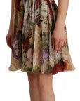 Dolce & Gabbana Beige Floral Sleeveless Round Neck Mini Dress