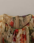 Dolce & Gabbana Beige Floral Sleeveless Round Neck Mini Dress