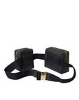 Dolce & Gabbana Black Calfskin Leather Double Waist Belt Fanny Pack Bag