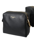 Dolce & Gabbana Black Calfskin Leather Double Waist Belt Fanny Pack Bag