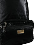 Dolce & Gabbana Black Patent Leather Logo Plaque Backpack Bag