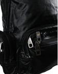 Dolce & Gabbana Black Patent Leather Logo Plaque Backpack Bag