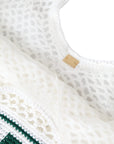 Dolce & Gabbana White Green Knitted Cotton Logo Shopping Tote Bag