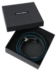 Dolce & Gabbana Blue Velvet Leather Silver Metal Buckle Belt