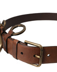 Dolce & Gabbana Brown Calf Leather Gold Metal Buckle Belt Men