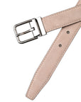 Dolce & Gabbana Beige Suede Leather Silver Buckle Belt Men