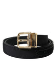 Dolce & Gabbana Black Gros Grain Gold Metal Buckle Belt Men