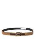 Dolce & Gabbana Brown Velvet Silver Metal Buckle Belt Men