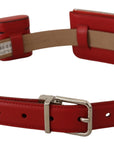 Dolce & Gabbana Red Airpods Case Coin Purse Silver Buckle Belt