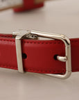 Dolce & Gabbana Red Airpods Case Coin Purse Silver Buckle Belt