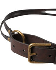 Dolce & Gabbana Dark Brown Leather Gold Metal Buckle Women Belt