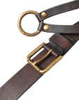 Dolce & Gabbana Dark Brown Leather Gold Metal Buckle Women Belt