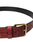 Dolce & Gabbana Brown Alligator Leather Studded Metal Buckle Belt