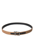 Dolce & Gabbana Gold Glitter Leather Silver Metal Buckle Belt