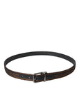 Dolce & Gabbana Gold Jacquard Stripes Silver Metal Buckle Belt