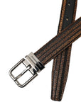 Dolce & Gabbana Gold Jacquard Stripes Silver Metal Buckle Belt