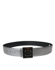 Dolce & Gabbana Silver Leather Square Metal Buckle Belt