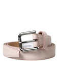 Dolce & Gabbana Light Pink Leather Silver Metal Buckle Belt
