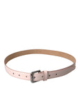 Dolce & Gabbana Light Pink Leather Silver Metal Buckle Belt