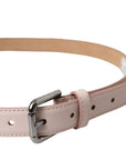 Dolce & Gabbana Light Pink Leather Silver Metal Buckle Belt
