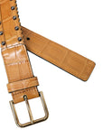 Dolce & Gabbana Beige Alligator Leather Studded Metal Buckle Belt