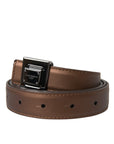 Dolce & Gabbana Bronze Leather Square Metal Buckle Belt