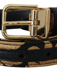 Dolce & Gabbana Multicolor Jacquard Leather Logo Buckle Belt