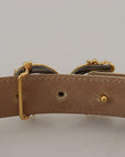 Dolce & Gabbana Pink Jaquard DG Logo Gold Metal Buckle Belt