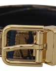 Dolce & Gabbana Multicolor Jacquard Leather Logo Buckle Belt