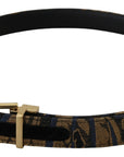 Dolce & Gabbana Multicolor Jacquard Leather Logo Buckle Belt