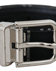 Dolce & Gabbana Black White Cotton Metal Silver Buckle Belt