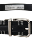 Dolce & Gabbana Black White Cotton Metal Silver Buckle Belt
