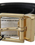 Dolce & Gabbana White Black Patchwork Gold Metal Buckle Belt