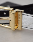 Dolce & Gabbana White Black Patchwork Gold Metal Buckle Belt