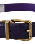Dolce & Gabbana Purple Exotic Leather Gold Metal Buckle Belt