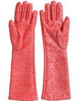 Dolce & Gabbana Pink Lurex Fantasia Mid Arm Length Gloves