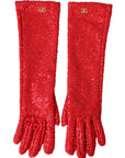 Dolce & Gabbana Red Lurex Fantasia Mid Arm Length Gloves