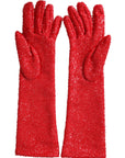 Dolce & Gabbana Red Lurex Fantasia Mid Arm Length Gloves