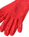 Dolce & Gabbana Red Lurex Fantasia Mid Arm Length Gloves