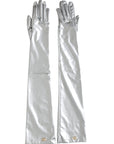 Dolce & Gabbana Silver Spandex Logo Elbow Length Gloves