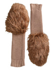 Dolce & Gabbana Brown Cashmere Knitted Fur Mid Arm Mitten Gloves